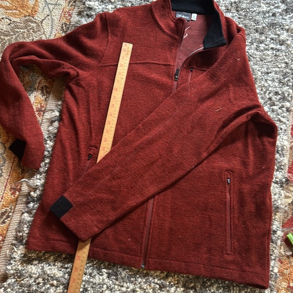 Ibex Scout Jura Merino Wool Bucle Jacket full zip sweater beautiful red brick XL - Picture 9 of 12